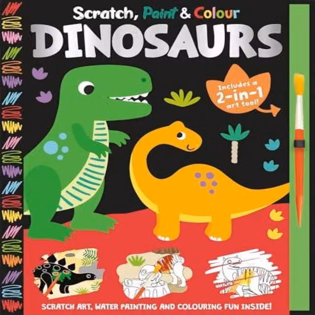 Georgie Taylor Scratch, Paint and Colour Dinosaurs Hardback Book, Multicolour