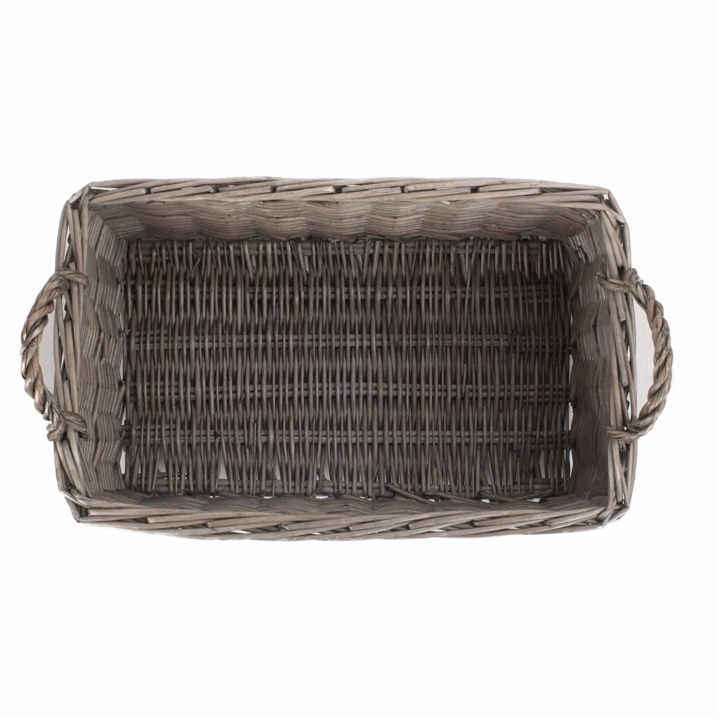 Red Hamper Shallow Antique Wash Wicker Storage Basket in Brown, Grey and Red, Width: 27 cm – 2
