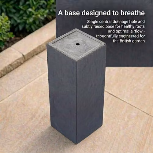 Set of 2 Idealist Grey Reinforced Stone Garden Planters, Height: 60 cm, Width: 27 cm – 2