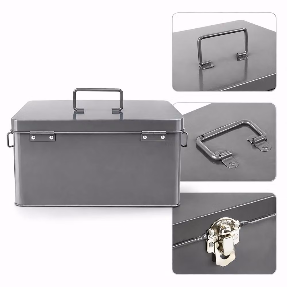 Simpa Vintage Style Metal Seed Packet Storage Box in Grey – 4