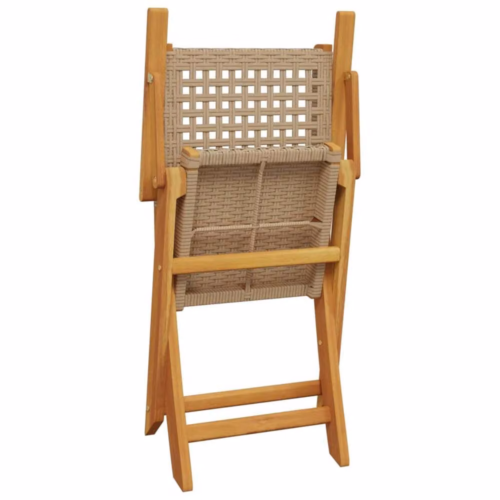 Berkfield Home 3 Piece Bistro Set in Beige Poly Rattan and Acacia Wood – 3