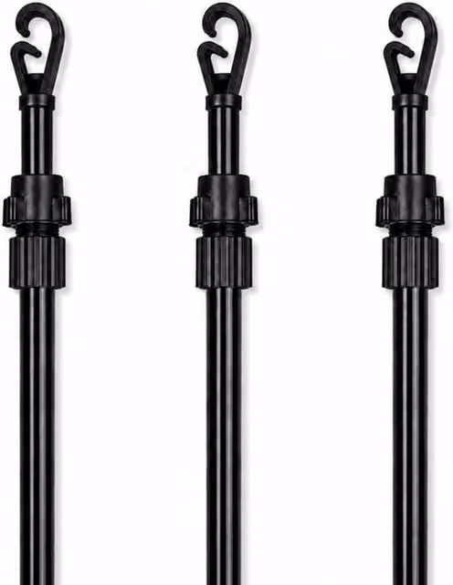 FLAVORA 3-Piece Telescopic Extendable Outdoor Washing Line Prop in Black, W/D/H: 240 x 15 x 100 cm