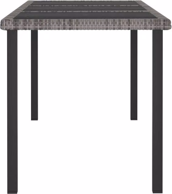 Berkfield Home Modern Grey Poly Rattan Garden Dining Table W/D/H: 180 x 70 x 73 cm