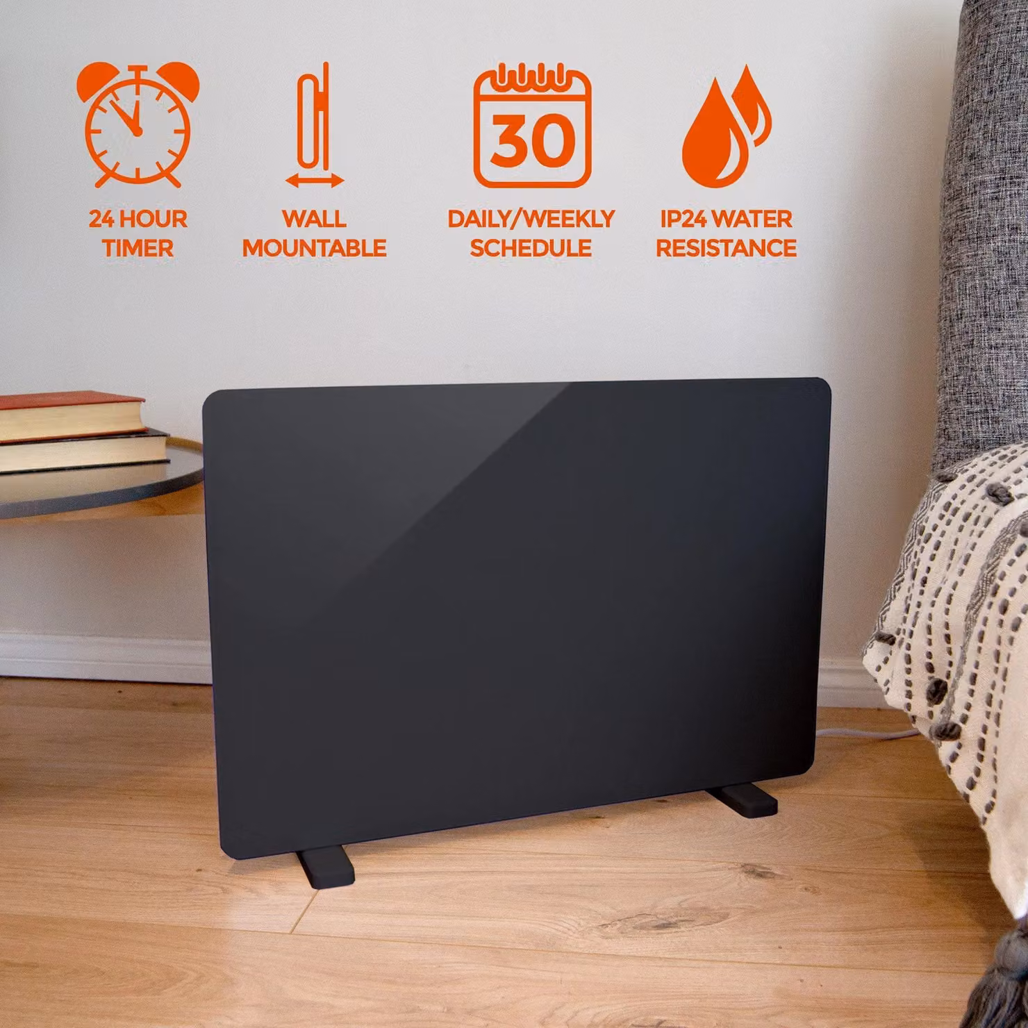 Igenix Smart Glass Panel Heater 2000 W with WiFi and App Control, Black – 3