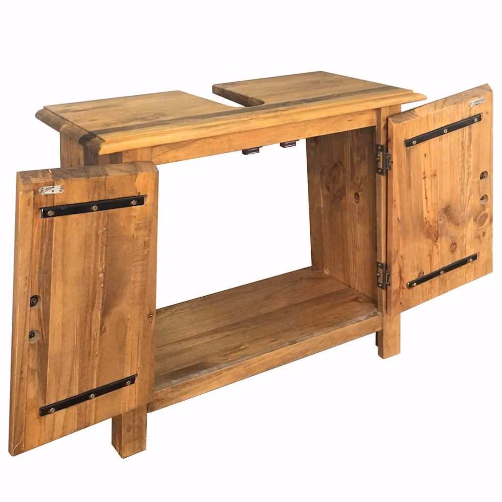 Berkfield Home Durable Solid Pinewood Bathroom Furniture Set in Brown – 2