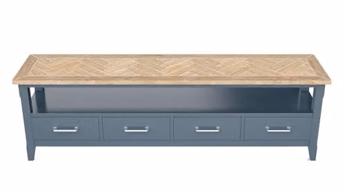 Baumhaus Modern Matt Blue Wood Widescreen Television Cabinet W: 175 cm, D: 55 cm, H: 70 cm