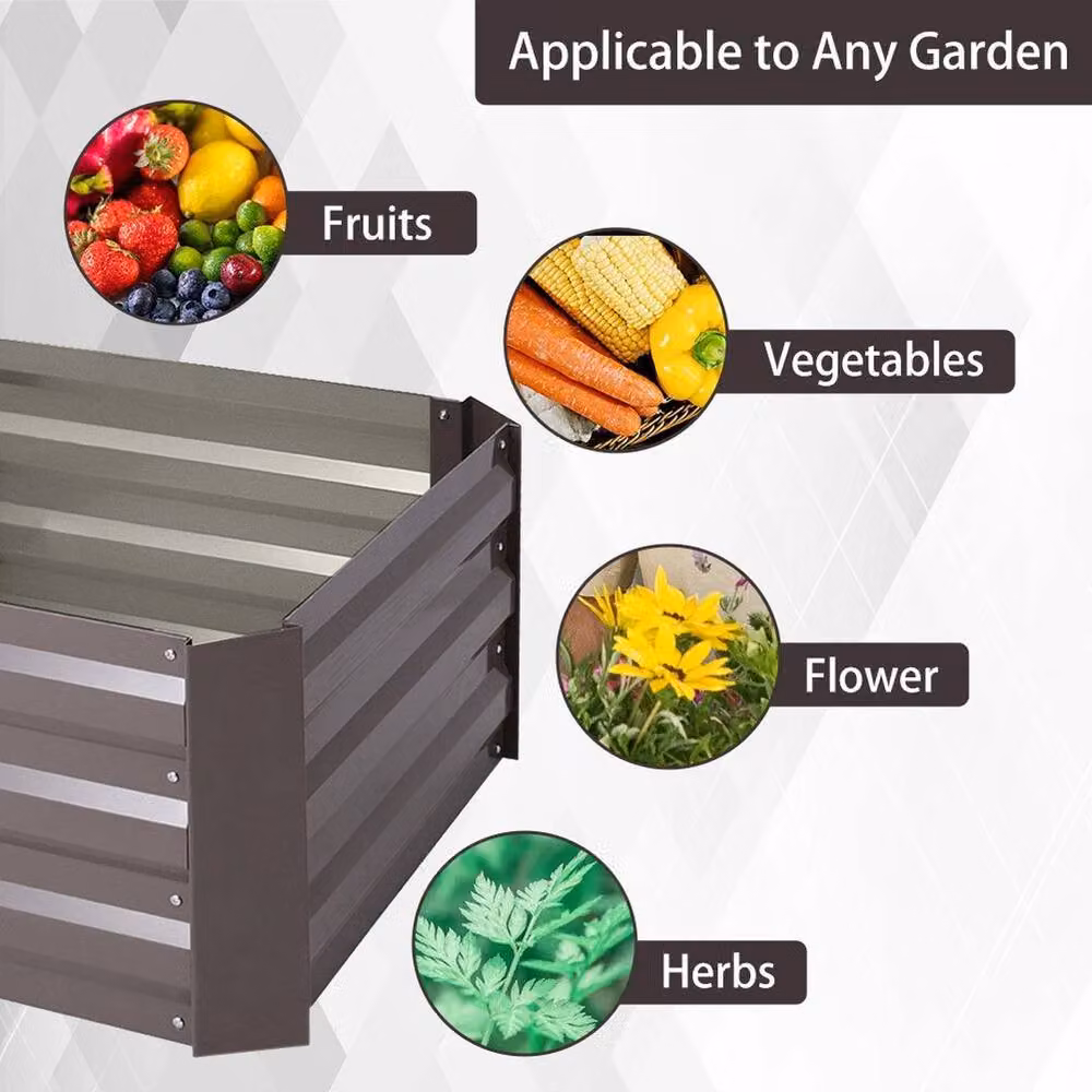 Kelvenix Garden Brown Galvanised Steel Raised Bed W/D/H: 100 x 60 x 30 cm – 3