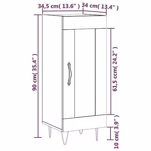 vidaXL Modern Black Sideboard with Glass and MDF, W/D/H: 34.5 x 34.0 x 90.0 cm – 3