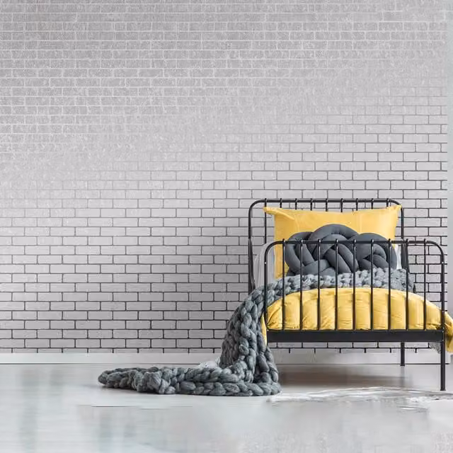 Superfresco Milan Brick Silver Vinyl Wallpaper Roll