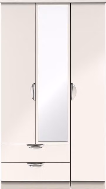 2 U Holborn Triple Mirror Wardrobe with 2 Integrated Drawers in Taupe