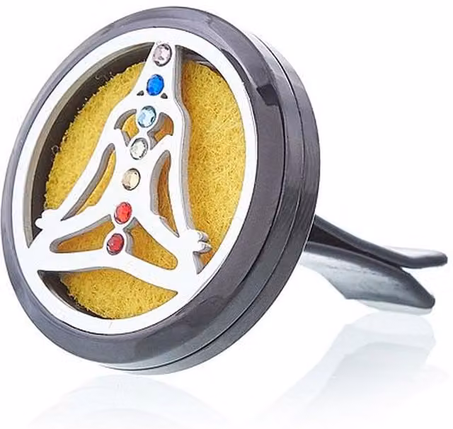 KDMK Car Diffuser Kit Pewter Yoga Chakra, 30mm, Yellow