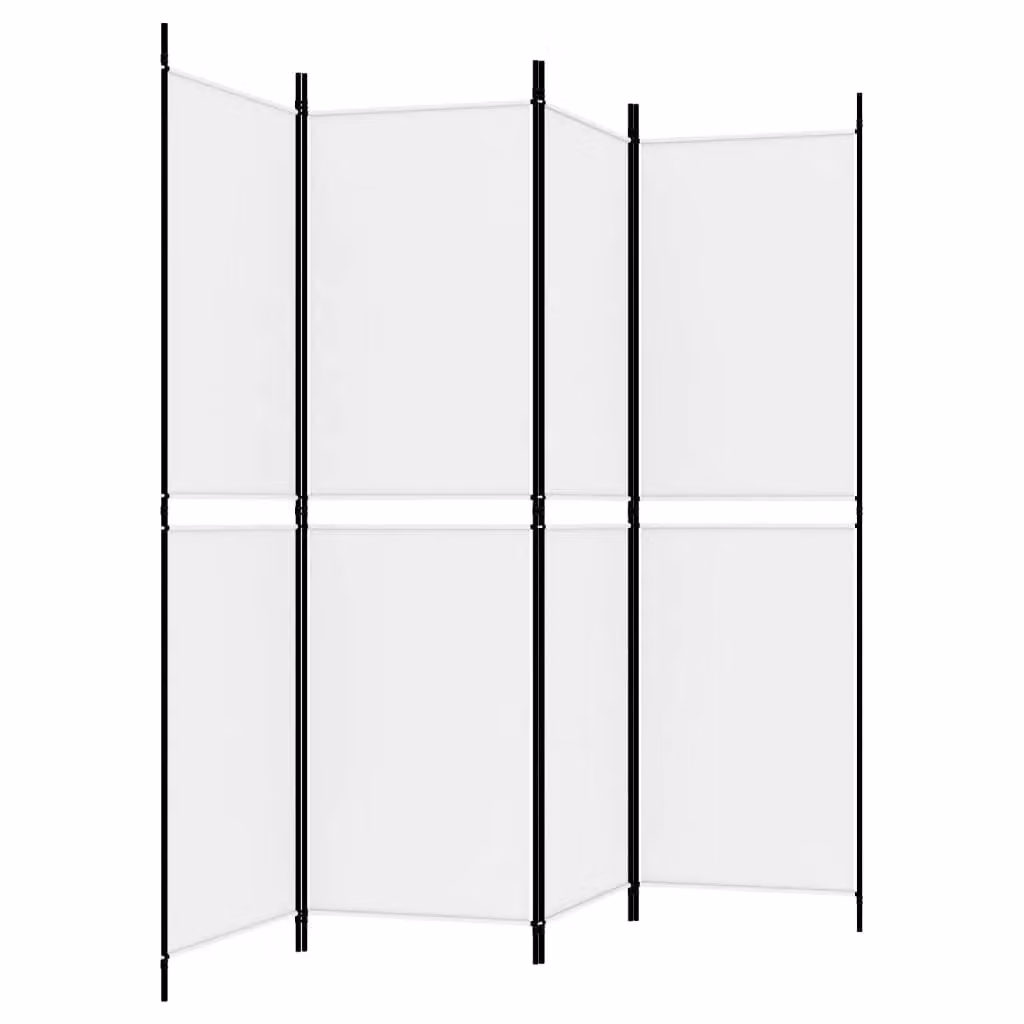 Berkfield Home 4-Panel Fabric Room Divider, White, H 180 cm x W 200 cm – 2