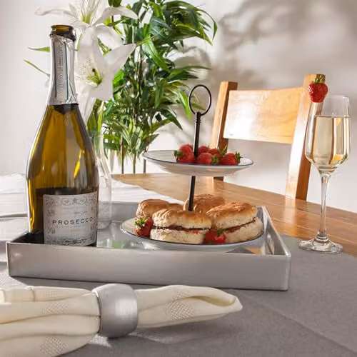 Argon Tableware Pack of 3 Silver Melamine Square Serving Trays with Handles, 33 cm – 2