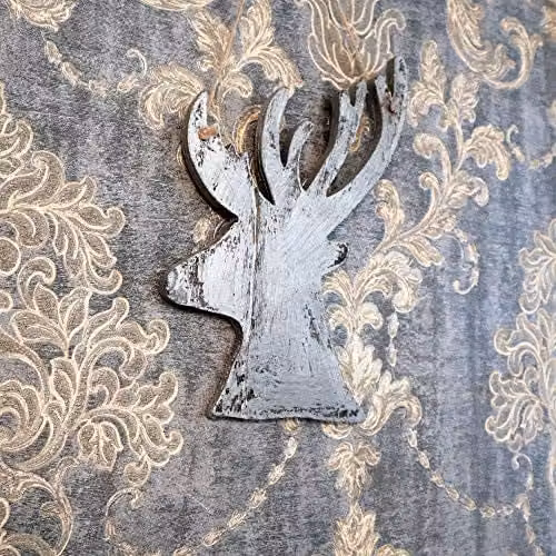 Shatchi Silver Wooden Hanging Reindeer Christmas Decoration, H: 26 cm, W: 17 cm – 2