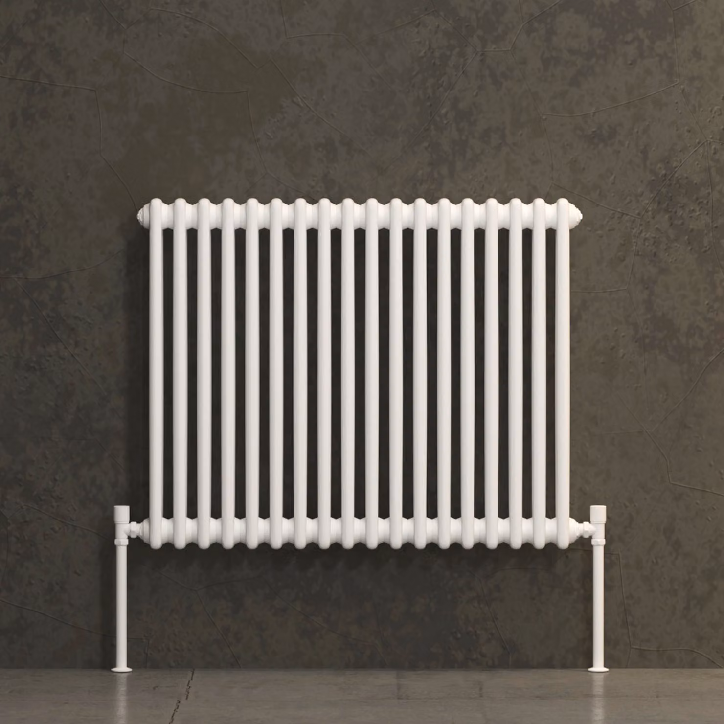 Fluxx White Horizontal Double Column Wall Mounted Radiator H: 600 mm, W: 830 mm