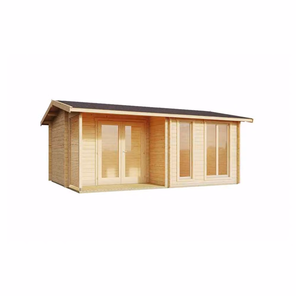Lasita Maja Ltd Brighton 44 Log Cabin Home Office in Brown, W: 429.9 cm, D: 580 cm, H: 250.8 cm – 2