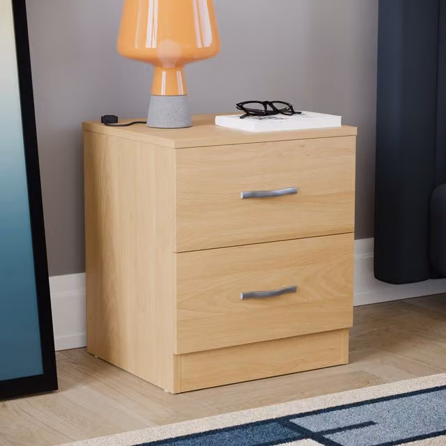Vida Designs Riano 2 Drawer Bedside Table Chest in Pine