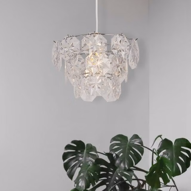Lighting Collection Silver and Transparent Clear Acrylic Cylinder Lamp Shade