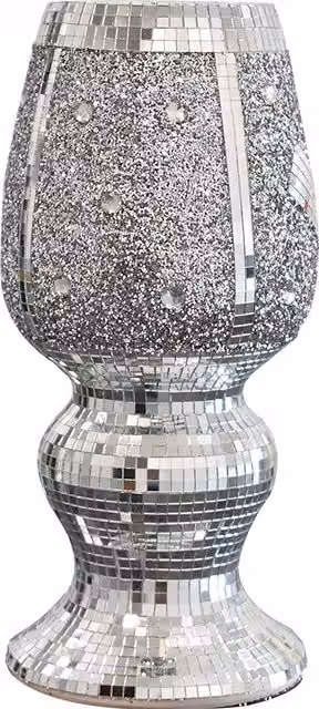 Biznest Silver Ceramic Mirrored Pot Curvy Vase