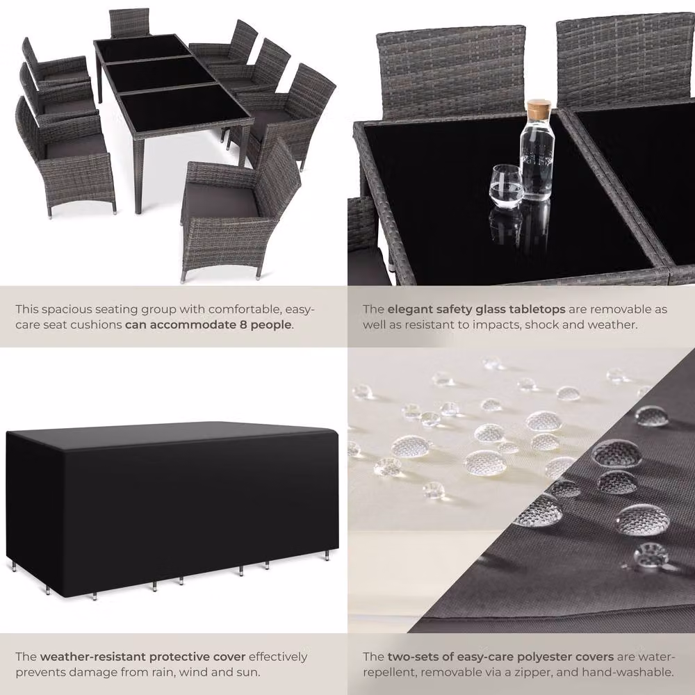 tectake Menorca Garden Table and Chairs Set in Grey and Black – 5
