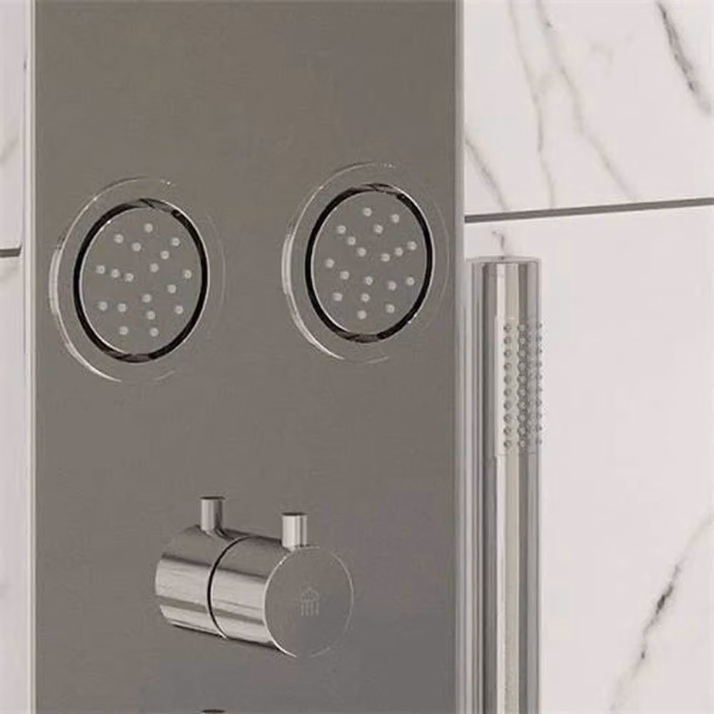 SPETLEK Shower Tower Panel with Handset and 4 Body Jets, Polished Chrome and Silver – 3