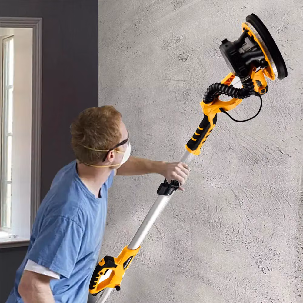 VOGREX 850W Electric Drywall Sander with 7 Speeds, LED Light and Vacuum Attachment, Yellow – 3