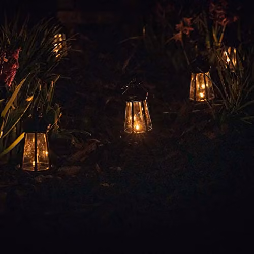 ValueLights MiniSun Solar Powered Black Outdoor Garden Lanterns, Pack of 4 – 2
