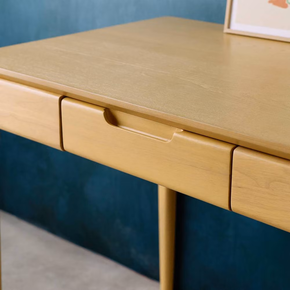 sweeek Modern Writing Desk with Ash Veneer and 2 Drawers, Brown, W/D/H: 120 x 60 x 76 cm – 3
