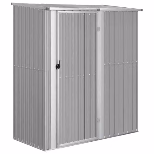 vidaXL Grey Galvanised Steel Garden Shed W/D/H: 180.5 x 97 x 209.5 cm