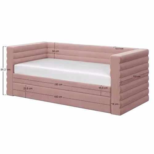 Flair Yuma Upholstered Guest Bed in Pink, W/D/H: 90 x 200 cm – 2