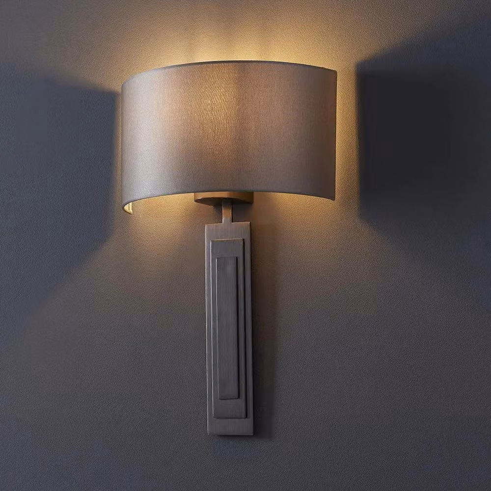 Netlighting OLBIA Dimmable Modern Fabric and Metal Wall Lamp in Brown and Bronze – 2