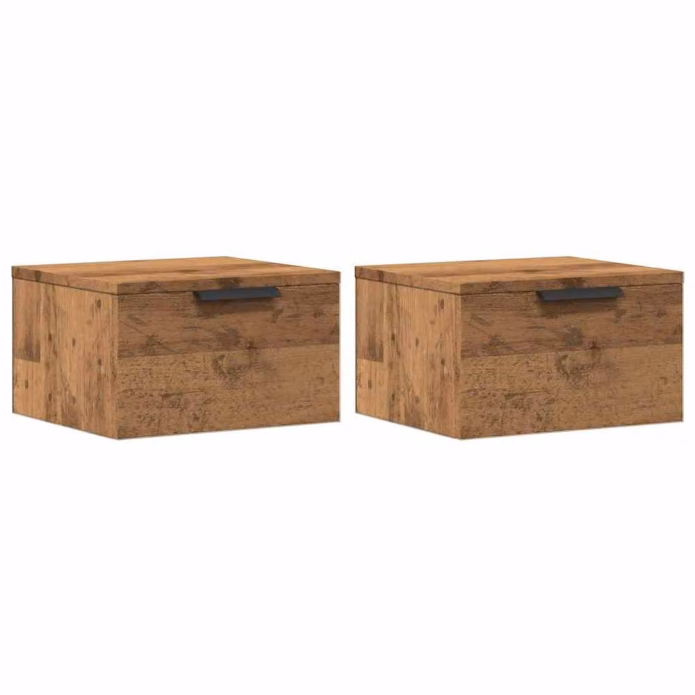 Berkfield Home Artisan Oak Wall-mounted Bedside Cabinets, 2 Pack, Brown, W/D/H: 34 x 30 x 20 cm – 2