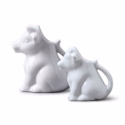 WM Bartleet & Sons Ceramic Cow Shape Jug Set in White – 1