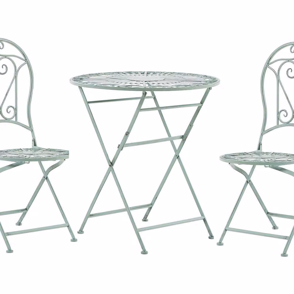 Wyld and Coco Green Metal Bistro Set with Round Table and 2 Folding Chairs – 2