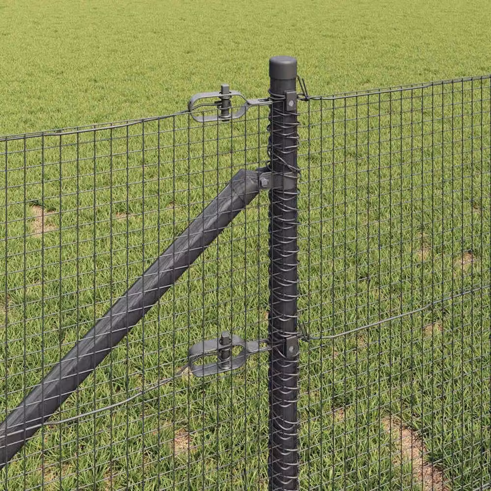 Berkfield Home Modern Welded Wire Fence with 13 Spike Posts in Dark Grey Steel, W: 50 m, H: 2.0 m – 3