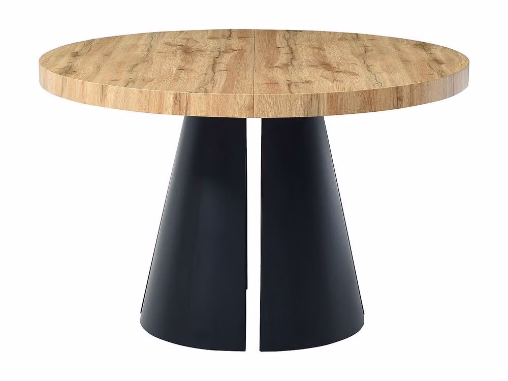 Vente-unique Extendable Dining Table in Light Oak MDF and Black Metal, W/D/H: 120 x 70 x 76 cm – 2