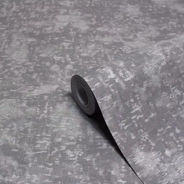 Paoletti Symphony Abstract Metallic Vinyl Wallpaper in Anthracite Grey