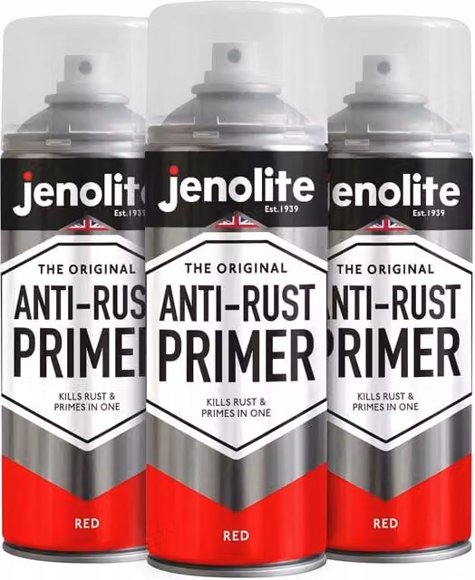Jenolite Quick Drying Matt Red Anti-Rust Metal Primer Oxide Corrosion Resistant Spray, 1.2 l (Pack of 3)