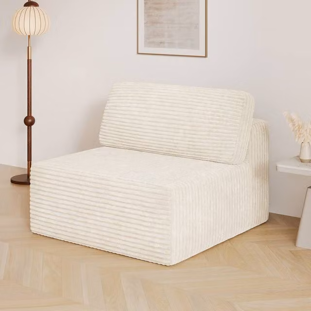 Dprodo Corduroy Modular Sofa Middle Seat 25V9 Beige W: 101 cm, D: 101 cm, H: 82 cm