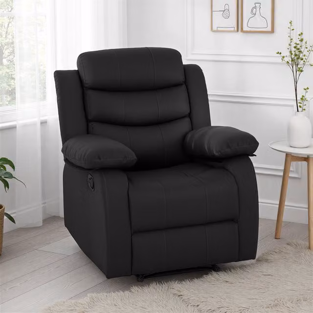 Seconique Roma Modern Relax Recliner Chair in Black Synthetic Leather – 1