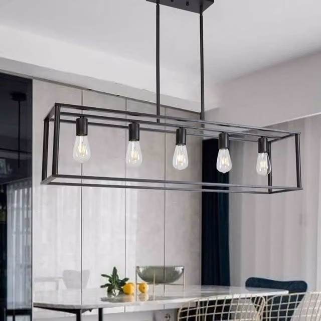 FORGEVIO Industrial Metal Linear Chandelier Light in Black – 1