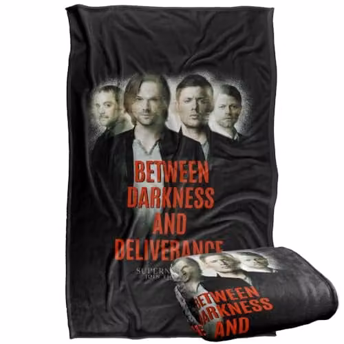 LOGOVISION Supernatural Sam Dean Crowley Castiel Between Darkness Super Soft Fleece Throw Blanket, Multicolour, W: 91 cm, D: 147 cm – 1