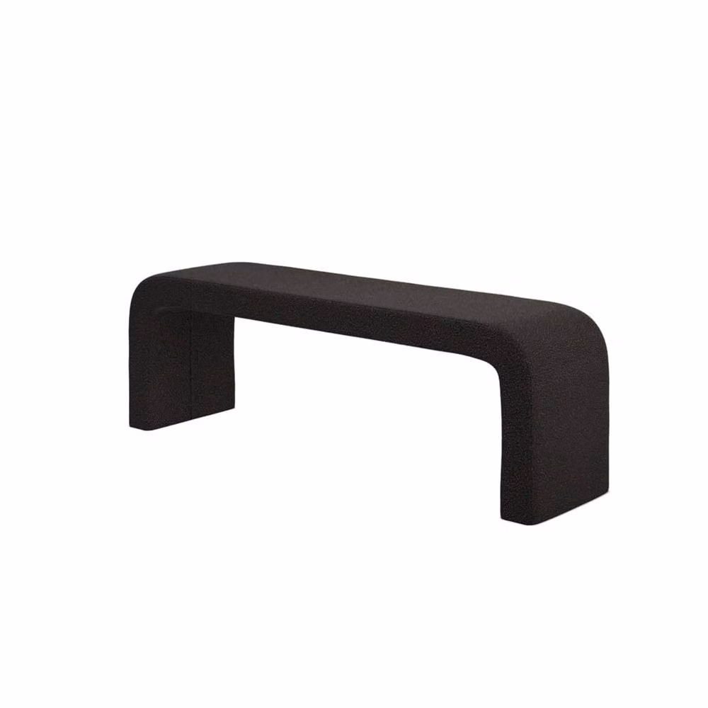 Wyld Haus Palermo Curved Black Bouclé Upholstered Bench – 2