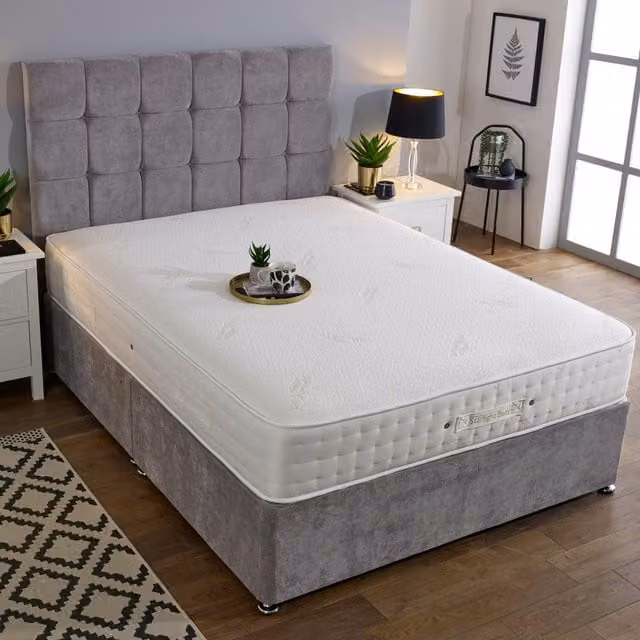 Starlight Beds Cashmere Pocket Spring and Memory Foam Hybrid Mattress in Gold Beige, Small Double, W/D/H: 120 x 200 x 22.86 cm