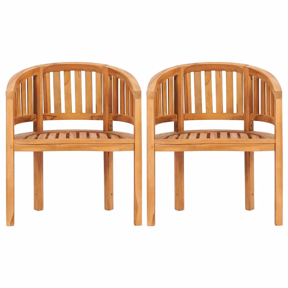 Berkfield Home Banana Chairs Set of 2 in Brown Solid Teak Wood – 3