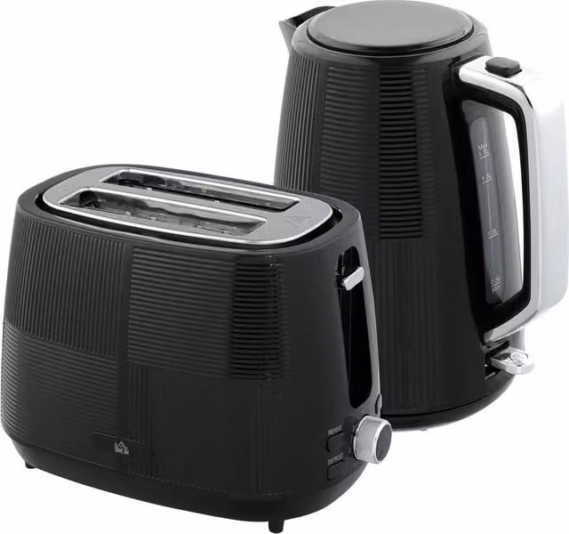 Rolipo Black Kettle and Toaster Set with 1.7L Fast Boil Kettle – 1
