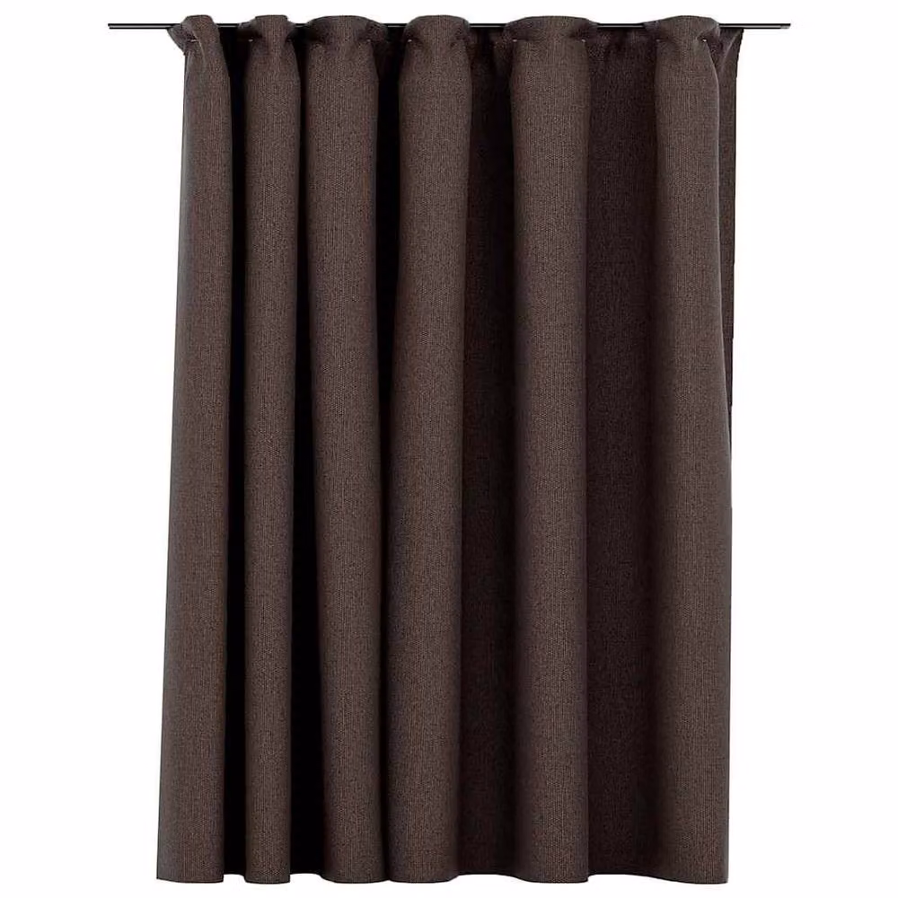 Berkfield Linen-Look Blackout Curtain with Hooks, Dark Brown, W: 290 cm, H: 245 cm – 2