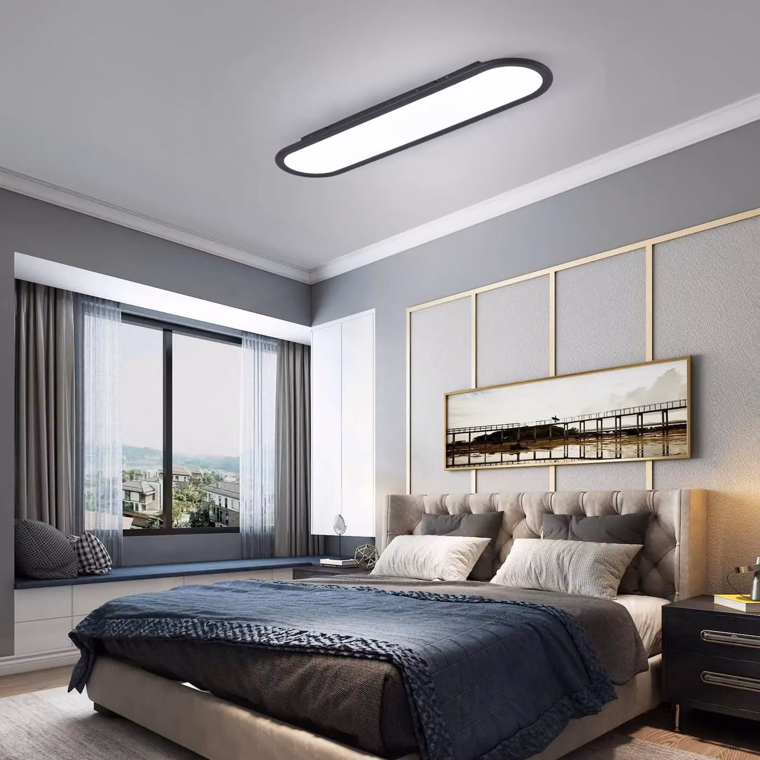 Garwarm LED Linear Ceiling Light, Black, 70 cm – 5