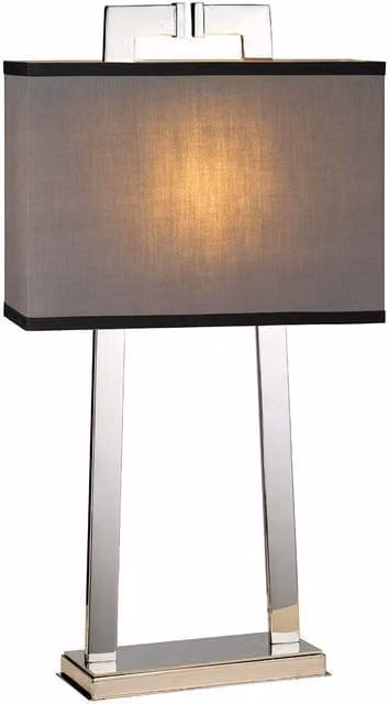 Loops Table Lamp with Grey Fabric Shade and Polished Silver Nickel Finish, E27 60W LED Compatible – 1