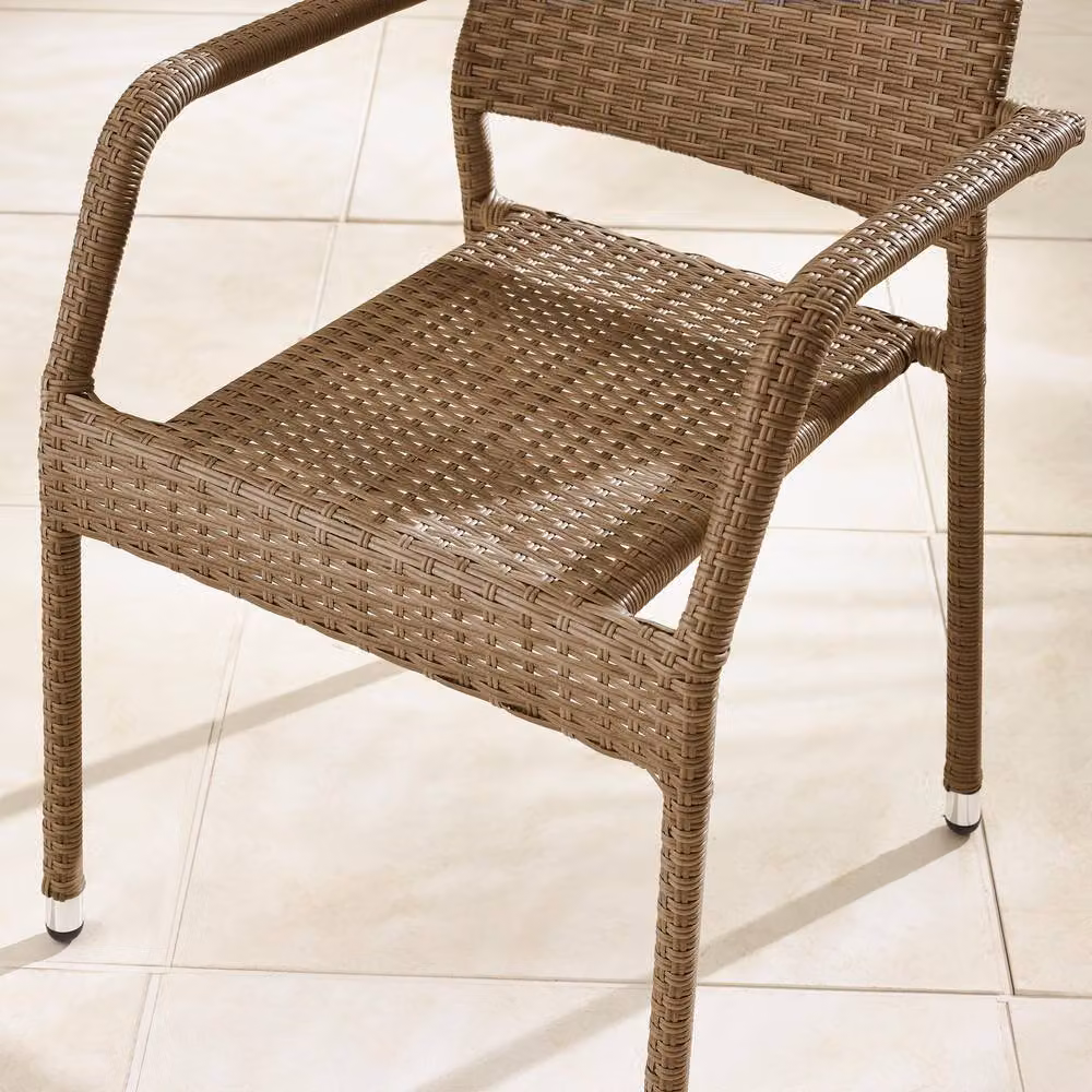 FurnitureboxUK Marbella 6 Seat Rattan Firepit Table Garden Dining Set in Beige – 5